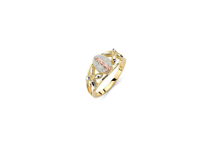 Virgin Mary Fashion Ring with Three Tone Plating